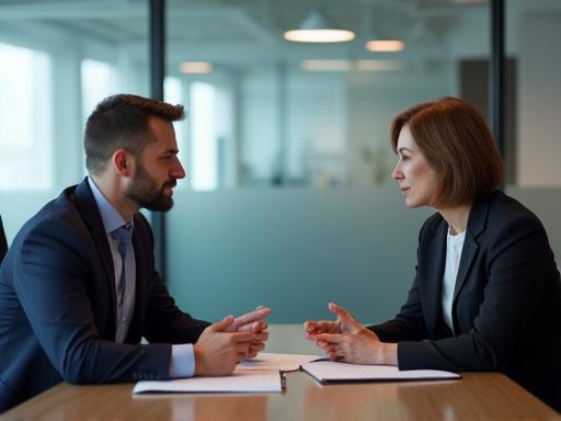 An executive receiving coaching, illustrating strategic guidance for hiring managers